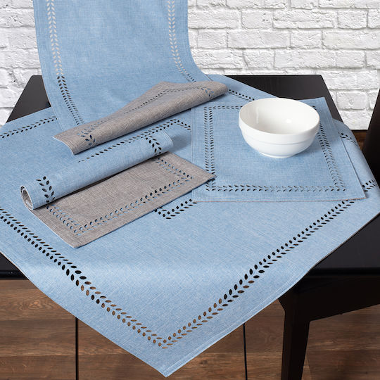 Silk Fashion Runner Bg18 Stain Resistant Light Blue / Grey 85x85cm Silk Fashion Runner Bg18 Stain Resistant Light Blue / Grey 85x85cm