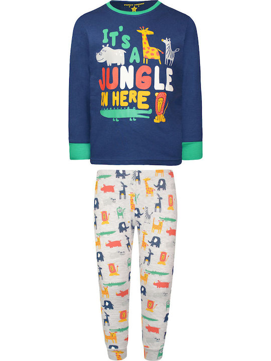 Energiers Set Top & Bottom Kids Winter Cotton Pyjamas Blue