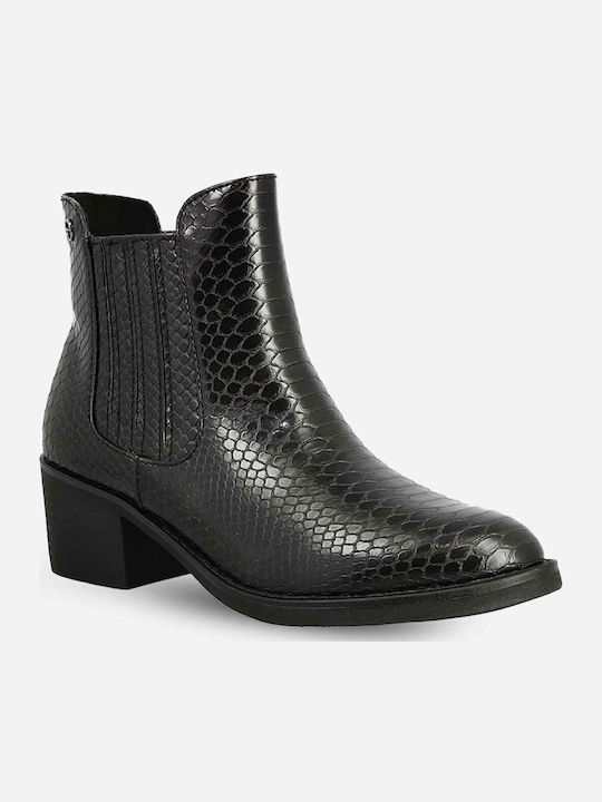 Damen Chelsea Stiefeletten mit mittlerem Absatz Schwarz