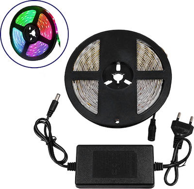 GloboStar Waterproof LED Strip Power Supply 12V RGB Length 5m and 30 LEDs per Meter with Power Supply SMD5050