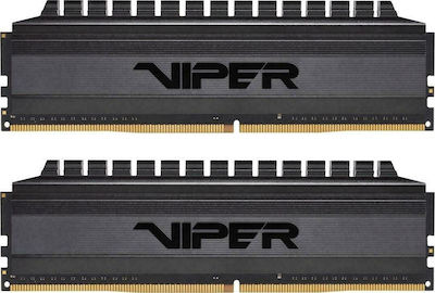 Patriot Viper 4 Blackout 64GB DDR4 RAM cu 2 module (2x32GB) și Viteză 3600 pentru Desktop