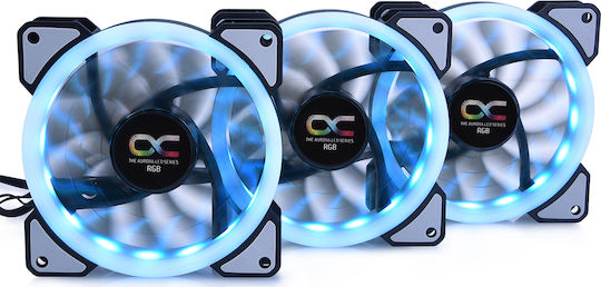 Alphacool Eiszyklon Aurora LUX Digital Case Fans 120mm (1100rpm / 57.9cfm) with RGB Lighting and Connection 6-Pin Pack of 3
