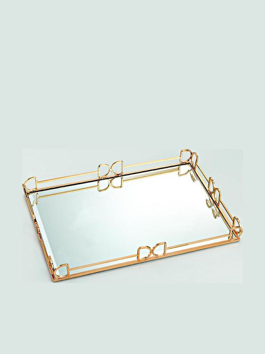 Mpoutlas Metallic Rectangular Decorative Tray with Mirror 46x30cm