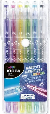 Kidea Glitter Ballpoint Πολύχρωμο 6τμχ