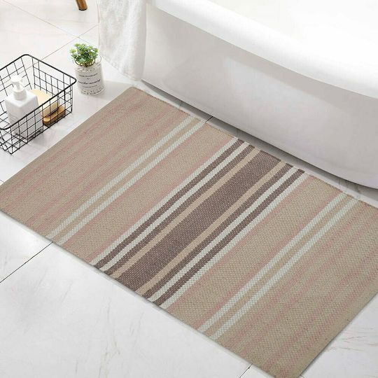 Lino Home Неслизащо Бански килим Памук Правоъгълена Bark 7300000222 Маслини 65x135бр