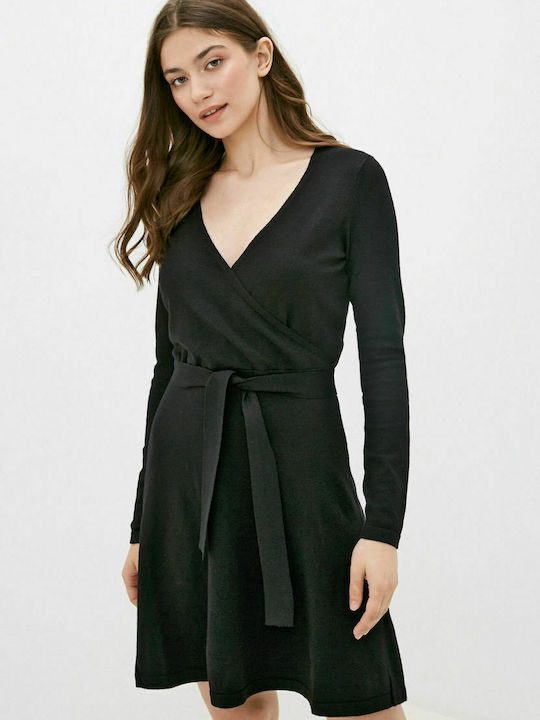 Vero Moda Mini All Day Φόρεμα Πλεκτό Κρουαζέ Μαύρο