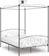 Κρεβάτι Διπλό Μεταλλικό Γκρι με Ουρανό & Τάβλες για Στρώμα 140x200cm