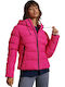 Kurz Damen Puffer Jacke für Winter Fuchsie