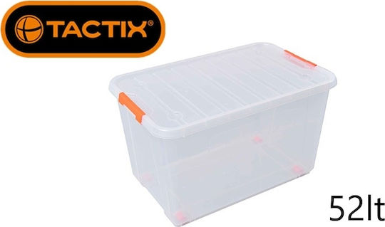 Tactix Plastic Storage Box with Wheels and Lid 52lt