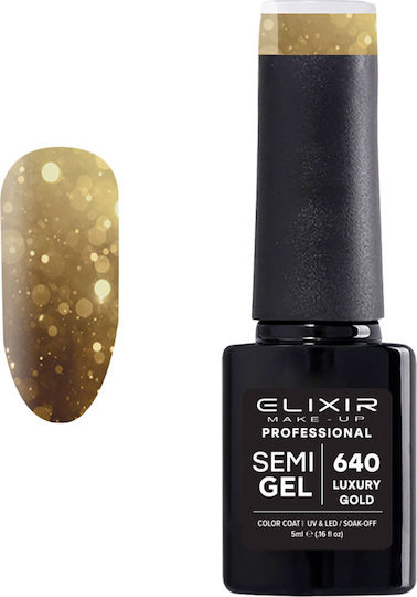 Elixir Semi Gel Semipermanent Lac de Unghii 640 Aur de lux 5ml 1buc