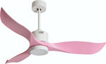Evivak Figlia 804029 Ceiling Fan 130cm with Light and Remote Control Pink