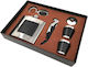 SP Souliotis Set Trinkflasche Rostfreier Stahl mit Schlüsselanhänger Schnapsgläser Feuerzeug & Trichter Silber 178ml