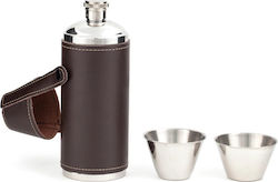 Kikkerland Flask Set Metallic with Shot Glass