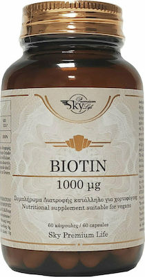 Sky Premium Life Biotin Vitamin for Hair, Skin & Nails 1000mg 1000mcg 60 caps