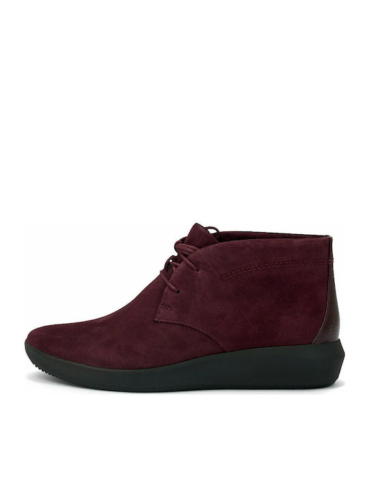 Clarks Tawnia Lace Leather Women's Ankle Boots Burgundy