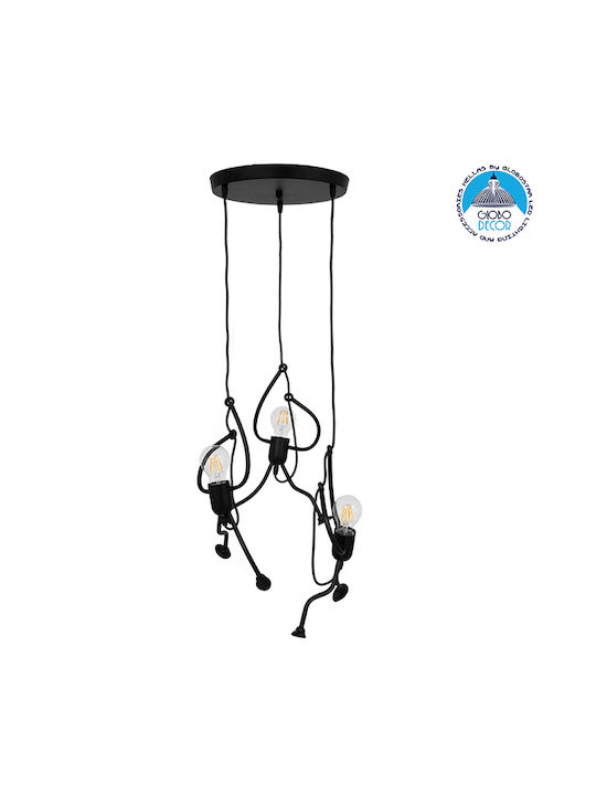 GloboStar Little Man Pendant Light Black with Socket E27 45x40cm