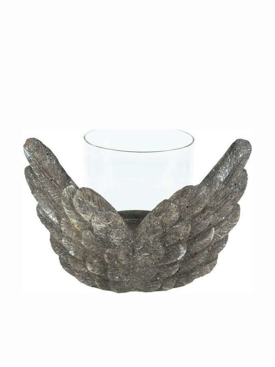 Art et Lumiere Candle Holder suitable for Tealights Glass in Gray Color 20.5x15x12cm 1pcs