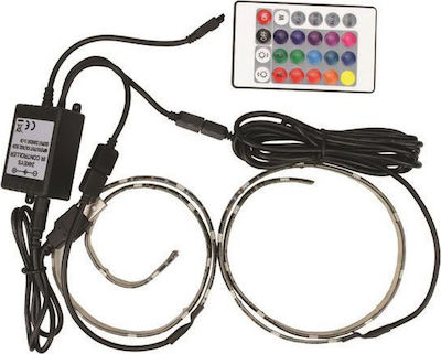 Eurolamp Waterproof LED Strip Power Supply USB (5V) RGB Length 2x50cm and 30 LEDs per Meter with Remote Control SMD5050