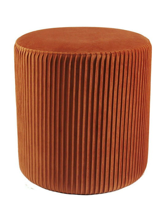 Stool For Living Room Upholstered with Velvet Plisse Rust Red 38x38x40cm