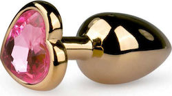 Easytoys Metal Heart Anal Plug No.3 Gold / Pink 7cm ET127PNK