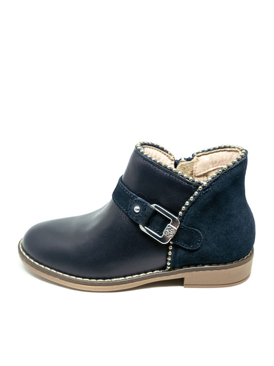 Mayoral Kids Leather Boots with Zipper Navy Blue