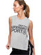 Superdry Active Loose Vest Damen Sportlich Bluse Ärmellos Gray