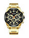 Curren Watch Chronograph Battery with Gold Metal Bracelet