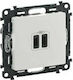 Legrand Valena Walled Power Socket with 2 USB Ports White