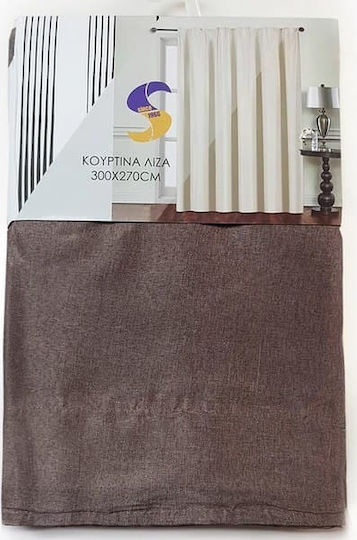 Sidirela Κουρτίνα με Τρέσα Καφέ 300x270εκ.