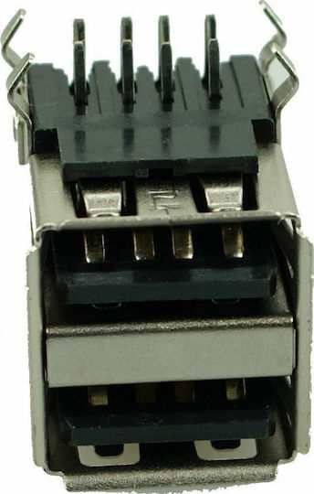 Powertech Usb 2.0 Connector Double Up Silver Black (CON-U007)
