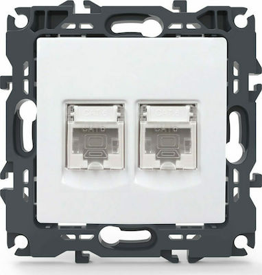 Aca Prime Front Double Network Socket RJ45 Cat6 White 1000113301