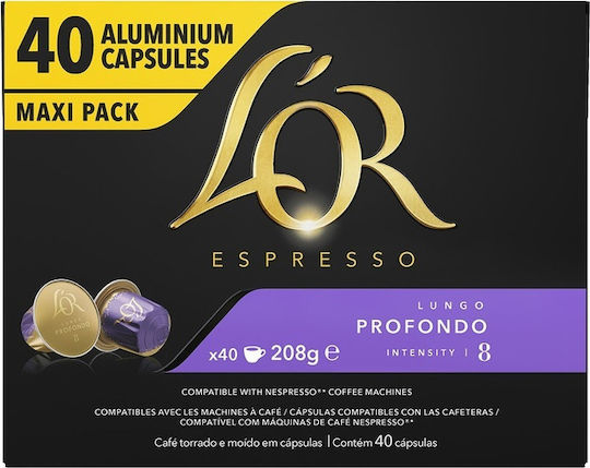 L'Or Capsules Espresso Lungo Profondo Compatible with Machine Nespresso 40caps,tobolek