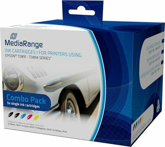 MediaRange Πακέτο Συμβατών Μελανιών Εκτυπωτή InkJet Epson T0891/T0894 14ml Πολλαπλό (Color) / Μαύρο 5τμχ