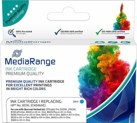 MediaRange Inkjet Printer Compatible Ink HP 951XL CN046AE 1500 Pages 28ml Cyan
