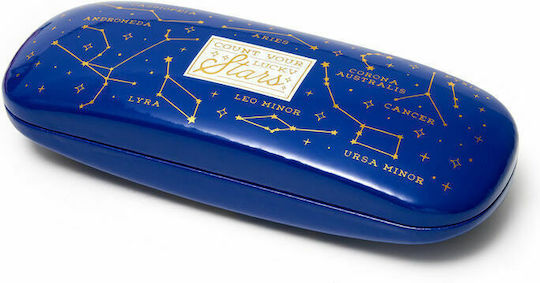 Legami Milano Written in the Stars Hard Eyeglass Case with Magnetic Closure Blue