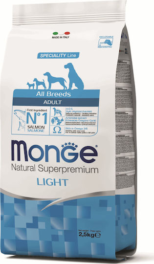 Monge Speciality Line Light 2.5kg Dry Food Diet for Adult Dogs with Rice and Salmon