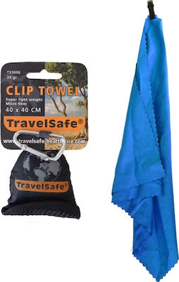 Travelsafe Clip Handtuch Gesicht Mikrofaser Blau 40x40cm.