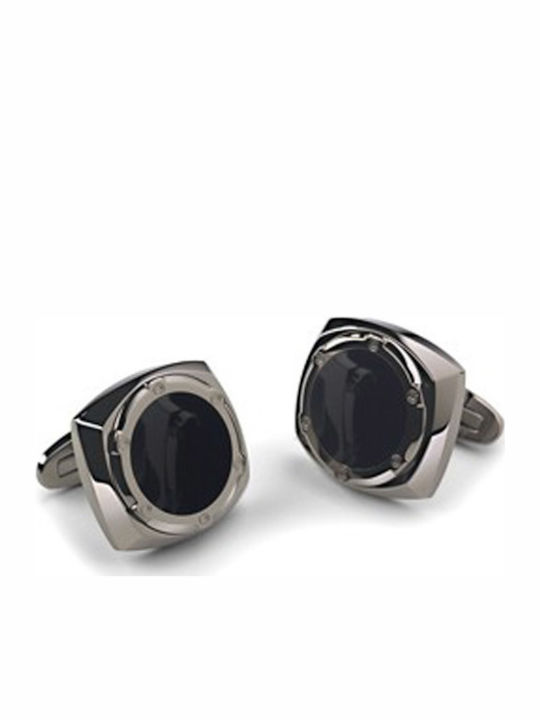 Saint Honore Cufflink from Steel In Black Colour