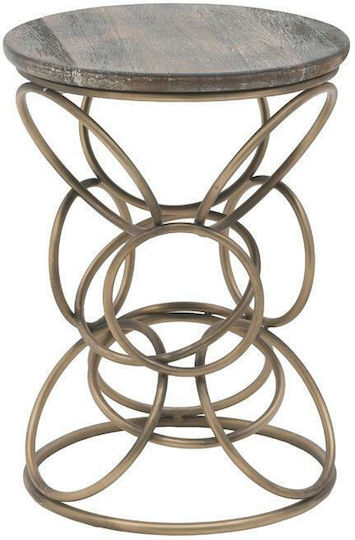 Round Side Table Made of Solid Wood Antique Bronze - Brown M45xP45xH60cm