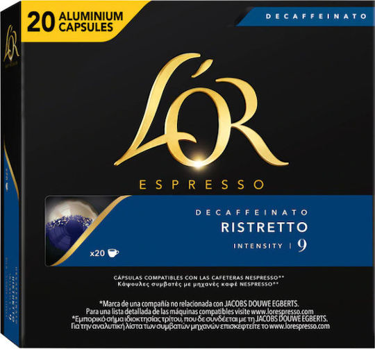 L'Or Κάψουλες Espresso Ristretto Decaffeinato Decaffeine Συμβατές με Μηχανή Nespresso 20caps