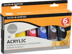 Daler Rowney Simply Acrylic Set Culori Acrilice Pictură 75ml 6buc 126500025