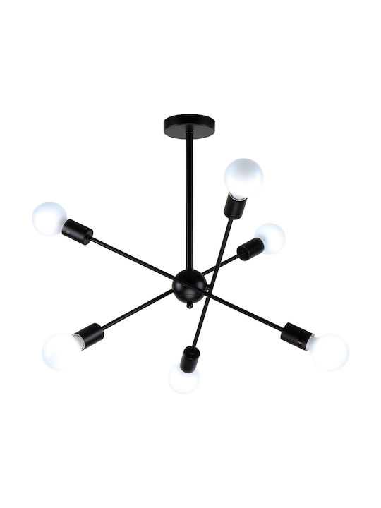 Home Lighting Gwen Μοντέρνο Κρεμαστό Φωτιστικό Πολύφωτο για 6 Λαμπτήρες E27 σε Μαύρο Χρώμα