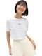 Flying V Women's Athletic Crop Top Short Sleeve with V Neckline White
