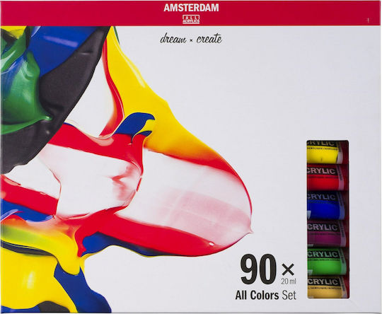 Royal Talens Amsterdam All Acrylics Acrylic Paint Set in Multicolour color 20ml 90pcs