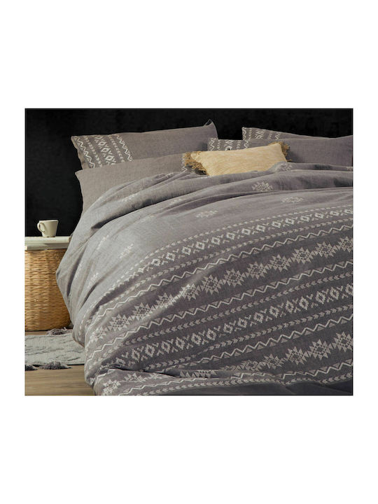 Nef-Nef Homeware Benjamin Σετ Σεντόνια Υπέρδιπλα 240x260εκ. Grey (4τμχ)