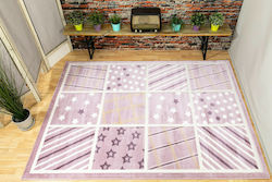 Ezzo Kids Synthetic Rug A163A Bambino Blocks Stars 133x190cm Pink-White