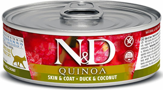 Farmina Quinoa Skin & Coat Wet Food for Adult Cats in Cans with Duck Grain-Free & Gluten-Free 80gr