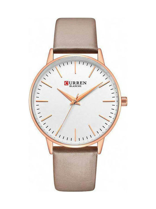 Curren Watch with Brown Leather Strap