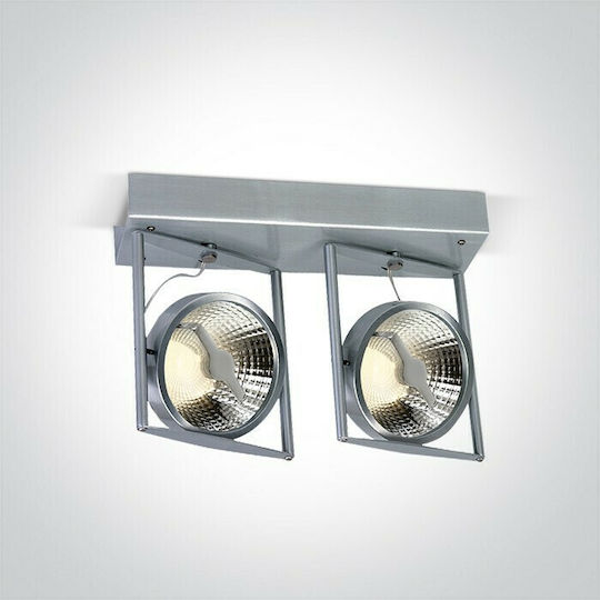 One Light Διπλό Σποτ με Ντουί AR111 σε Ασημί Χρώμα One Light Διπλό Σποτ με Ντουί AR111 σε Ασημί Χρώμα