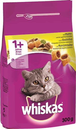 Whiskas 1+ Trockenfutter für erwachsene Katzen mit empfindlichem Harntrakt mit Huhn 0.3kg